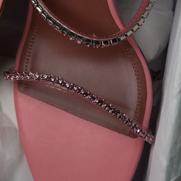 Amina Muaddi Gilda Pink Glass Sandals Size 40 - Picture 2 of 12